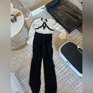 Bcbg white black jumpsuit